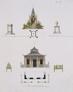 Garden decorations, from Magazine of Garden Gems, by G. van Laar, published 1802 by Dutch School